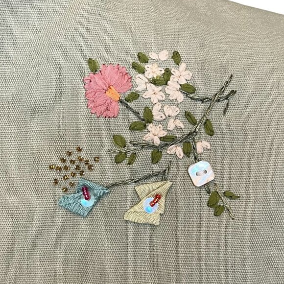 Susan Bristol Multicolor Patchwork Floral Linen Cotton Button Front Vest Small - Picture 10 of 13